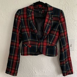 H&M cropped plaid blazer